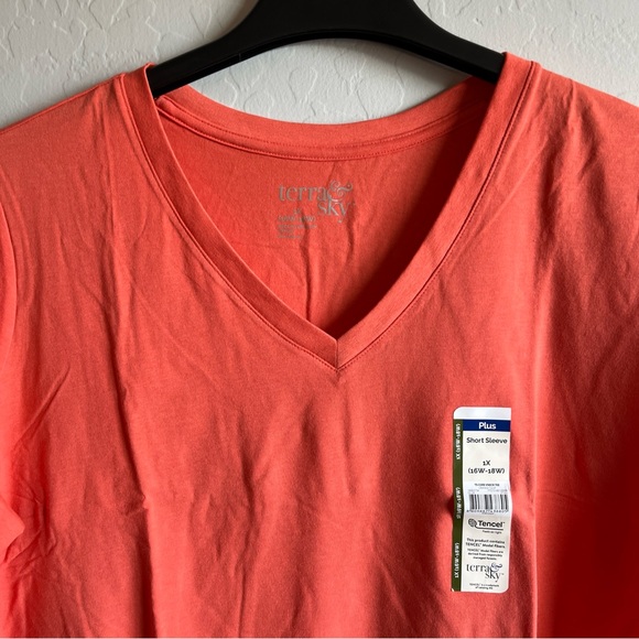 Terra & Sky Women's Plus Core V-Neck Short Sleeve Tee Size 1X (16W-18W) Orange - Picture 5 of 12